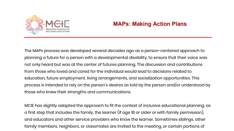 screenshot of the first page of MCIE's Making Action Plan document